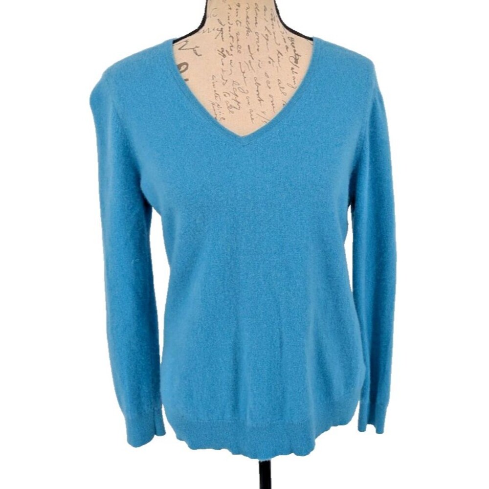 CASHMERE CHARTER CLUB LUXURY Sweater SIZE XL Blue Preppy Academia